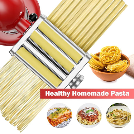 Pasta Attachment for Kitchenaid Stand Mixer, All Metal Pasta Maker Kitchenaid Attachment, Included Pasta Sheet Roller, Spaghetti Cutter, Fettuccine Cutter Maker Accessories and Cleaning Brush