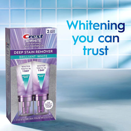 Crest 3DWhite Brilliance Deep Stain Remover Brilliant White Toothpaste - 3.1oz/2pk