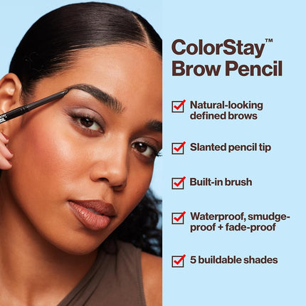 Revlon 24HR Colorstay Eyebrow Pencil with Spoolie Brush, Waterproof, (0.9g) Angled Tip Applicator, 210 Soft Brown, Unisex