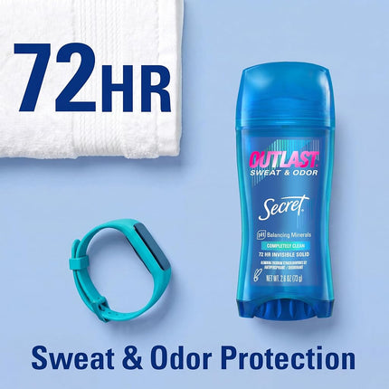 Secret Outlast Women's Invisible Solid Antiperspirant and Deodorant, Completely Clean, 2.6 Ounce