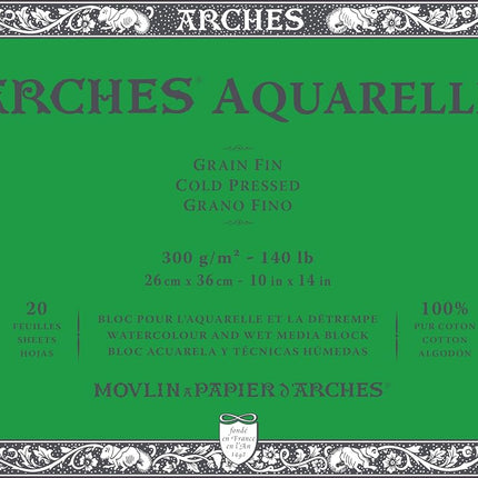 ARCHES Aquarelle Pad 20 Sheets 26 x 36 Glued on 4 