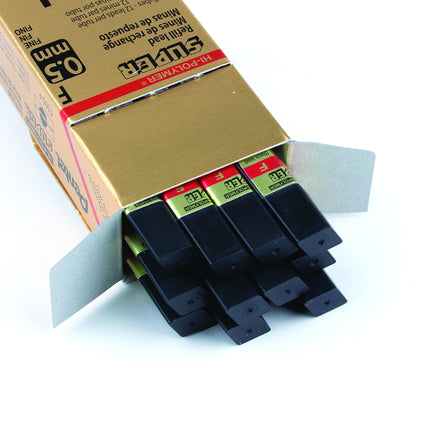 Minas de recambio Pentel Super Hi-Polymer, 0.5 mm, finas, F, 144 unidades (C505-F)