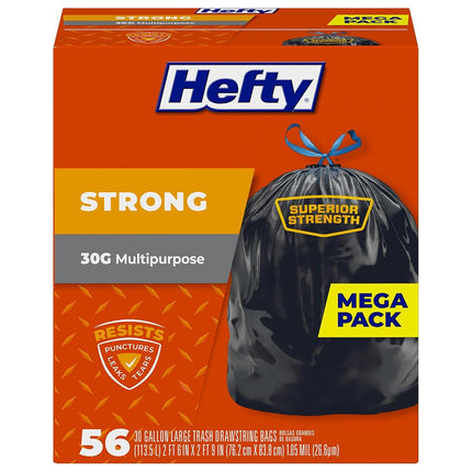 Hefty Trash Bags, Drawstring Multipurpose, 30 Gall