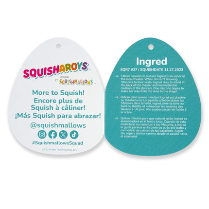 Squishmallows Original Ingred Vaca con Manchas Moradas y Negras de 8 Pulgadas - Peluche Oficial de Jazwares (Pequeño)
