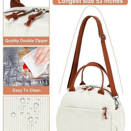 Bluboon Lunch Bag for Women Men Cute Corduroy Lunch Tote Bags Reusable Insulated Lunch Box Large Capacity Reusable Insulated Cooler for Work Picnic or Travel