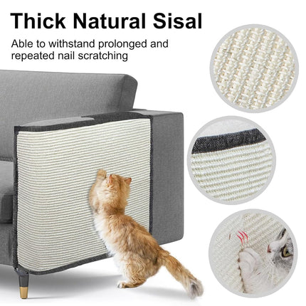 Oroonoko Cat Scratcher Couch Protector,Natural Sisal Cat Furniture Protector for Protecting Couch Sofa Chair (Left Hand)