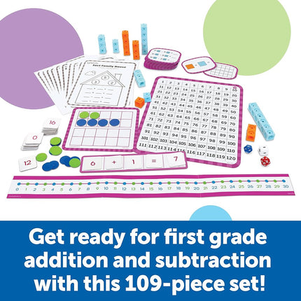Learning Resources Skill Builders! 1st Grade Addition & Subtraction, Homeschool Curriculum, First Grade Learning Games, 109-Piece Set, Age 6+