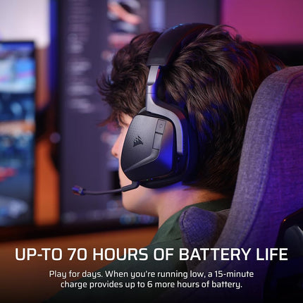 Corsair Void V2 MAX Wireless Bluetooth Gaming Headset - 2.4GHz, Dolby Atmos, Sonarworks SoundID, Up to 70 Hours Battery, Quick Charge, Clear Microphone - PC, PS5, PS4, Switch, Mobile - Carbon