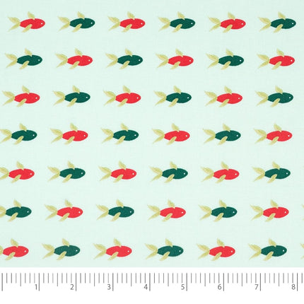 Singer Fabrics, 100% Cotton, Aqua Fish by Denise Palmer, Cut by The Yard
