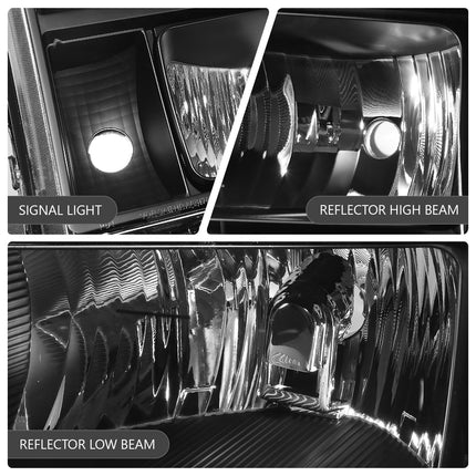 DNA MOTORING Pair Headlight Assembly Compatible With 07-13 GMC Sierra 1500/07-14 Sierra 2500 HD 3500 HD, Black/Clear, HL-OH-GMCSIE07-BK-CL1