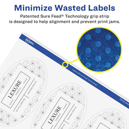 Avery Matte White Removable Oval Labels with Sure Feed Technology, 4.25" x 2.5", 600 Removable Labels, Laser/Inkjet Printable Labels