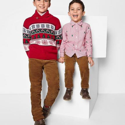 The Children's Place Big Boys' Kid Long Sleeve Sweater, Christmas Fairisle Shawl Neck, X-Large