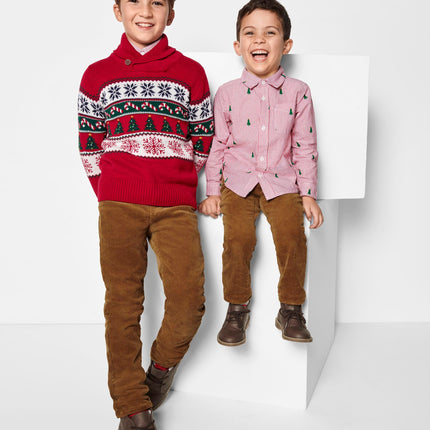The Children's Place Big Boys' Kid Long Sleeve Sweater, Black Fairisle Quarter Zip, X-Small