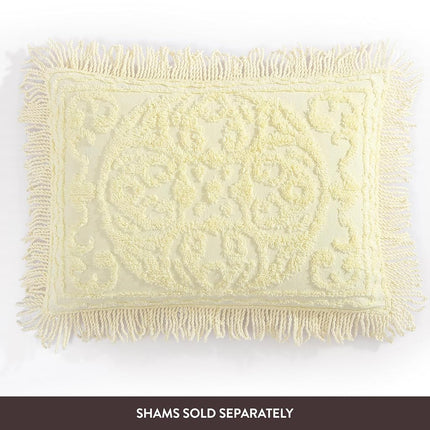 Beatrice Home Fashions Bedspread, Chenille, Yellow, Queen