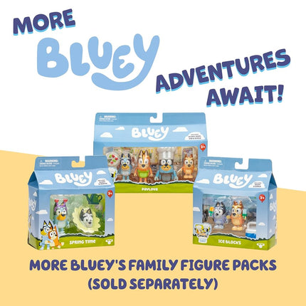 Bluey Heeler Family Road Trip 4WD Vehicle, Includes Articulated Chilli Figure, with Open Roof to Easily Fit 4 Bluey Figures Inside, Ideal for All 6.35cm (2.5") Figures (Sold Separately)