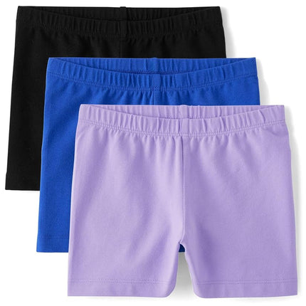The Children's Place Shorty fille tournoyant, Bleu/Violet/Noir, Paquet de 3, Grande taille