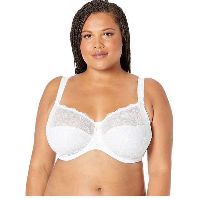 Elomi Women's Plus Size Morgan Banded Underwire Stretch Lace Bra, White, 42E