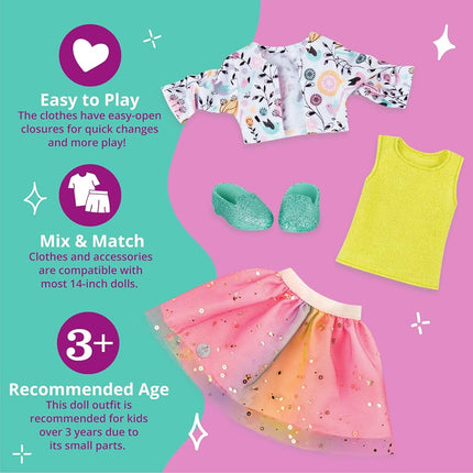 Glitter Girls 14 Inch Doll Clothes, Shimmer Glimmer Floral Outfit, Outfits