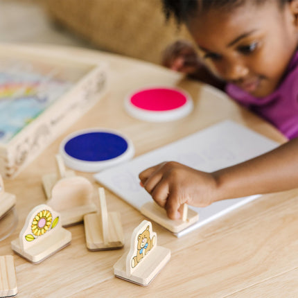 Melissa & Doug Mi Primer Set de Sellos de Madera - Favoritos (8 Sellos con Asa, 2 Almohadillas de Tinta Lavables)