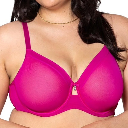 Curvy Couture Women's Sheer Mesh Full-Coverage Unl