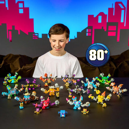 MrBeast Lab Swarms MEGA‑TECH Series: Step Out of the lab and Prepare for Battle. Collect Over 80 Unique Swarms.Fourteen Pack Includes 13 Micro Beasts, 1 MEGA Swarm & Collector Guide.