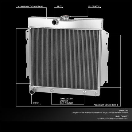 DNA Motoring RA-CORONET66-2 2-Row Full Aluminum Radiator Compatible with 1965-1966 Dart / 1966-1969 Charger / 1965-1967 Satellite / 1965-1966 Valient V8 AT/MT