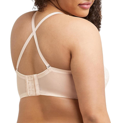 Maidenform Women's Pure Comfort Wireless Lace Longline Bralette, Lightly Lined Convertible Bra, Sandshell Bloom Lace, 34A