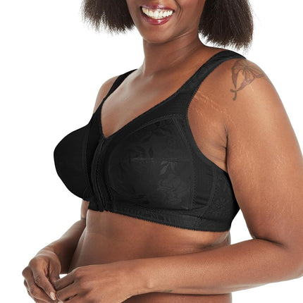 Playtex Women's 18 Hour 4695 Front-Close Wirefree Bra with Flex Back, Black, 44D