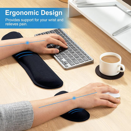 Leolee Gel Memory Foam Keyboard Wrist Rest, Black 5 in 1 Wrist Rest Set