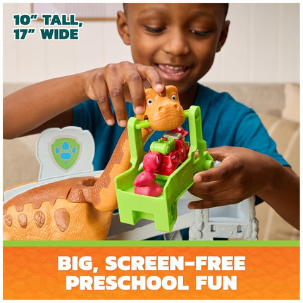 Paw Patrol: The Dino Movie, Lift and Race Dino Playset with 25,4 cm Brachiosaurus, Marshall Pup Squad Racer and Rhubarb Action Figure, Fun Preschool Toys for Girls and Boys Ages 3+