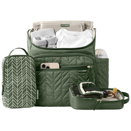 Skip Hop Diaper Bag Backpack: Forma, Multi-Function Baby Travel Bag with Changing Pad & Stroller Attachment, Sage