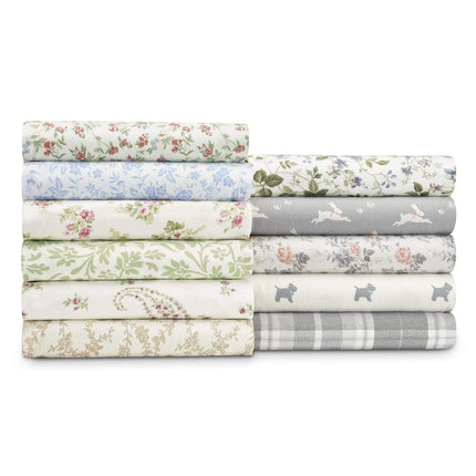 Laura Ashley - King Sheets, Soft Sateen Cotton Bedding Set - Sleek, Smooth, & Breathable Home Decor (Bristol Paisley, King)