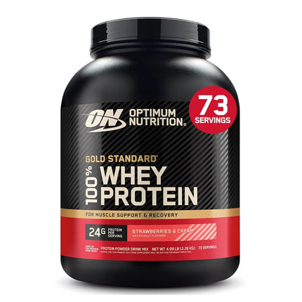 Optimum Nutrition Gold Standard 100% Whey Protein en Poudre, Fraise & Crème, 2,27 kg