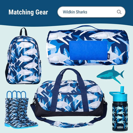 Wildkin Kids ECO rPET Insulated Lunch Box – Keeps Food Hot or Cold, Easy-Clean Lining, Mesh Pockets & BPA-Free – Boys & Girls, Ideal for School, Travel & Daycare – Sharks