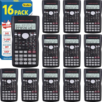 16 Pack Scientific Calculators, 2-Line Large Scree