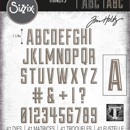 Sizzix Thinlits Die Set 41PK Alphanumeric Emporium by Tim Holtz, 666282