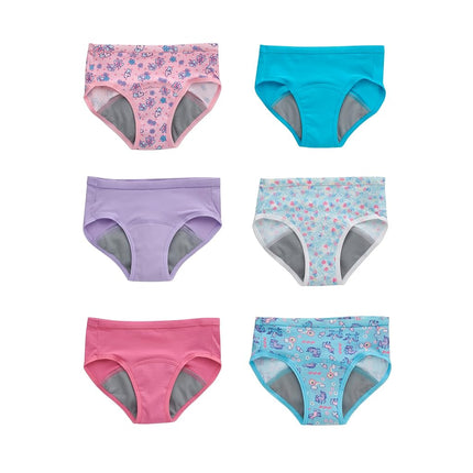 Hanes Toddler Girls' Potty Trainer Brief, Moisture-Wicking Panty, Odor Protection Potty Trainer Underwear, 6-Pack, Pink/Blue/Purple - 6 Pack, 2-3