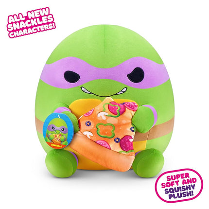Snackles 35 cm Plush Teenage Mutant Ninja Turtles Edition by ZURU, Cuddly Squishy Comfort Plush with Teenage Mutant Ninja Turtles theme and Pizza Snack Accessory (Donatello)