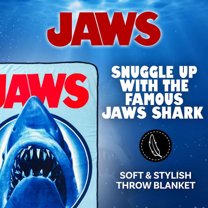 Silver Buffalo Jaws Need A Bigger Boat 45" x 60" Fleece Throw, Soft and Cozy Blanket, 180 GSM