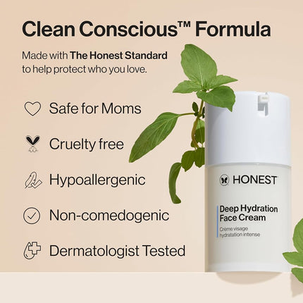 Crème visage hydratation intense Honest Beauty à l'huile de graines de baobab et au beurre de karité | Sans parabènes, testée dermatologiquement, sans cruauté envers les animaux | 50 ml (L'emballage peut varier)