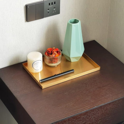 FREELOVE Stianless Steel Serving Vanity Tray - Gold Tray - Geometric (Gold 12, Rectangle 8'' by 12'')