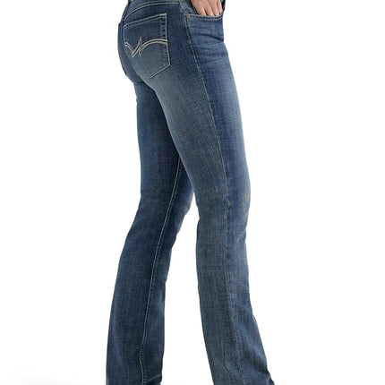 Wrangler Women's Western Mid Rise Stretch Straight Leg Jean, Dark Indigo, 11