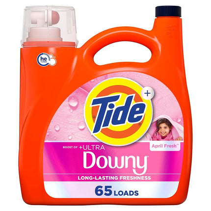 Lessive liquide Tide Plus Boost Ultra Downy, parfum April Fresh, 2,72 L, 65 brassées, avec fraîcheur longue durée