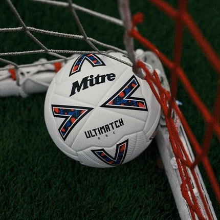Mitre Ultimatch Football, Enhanced Control, Extra Durability, Added Accuracy, Ball, White/Black/Bib Red, 5