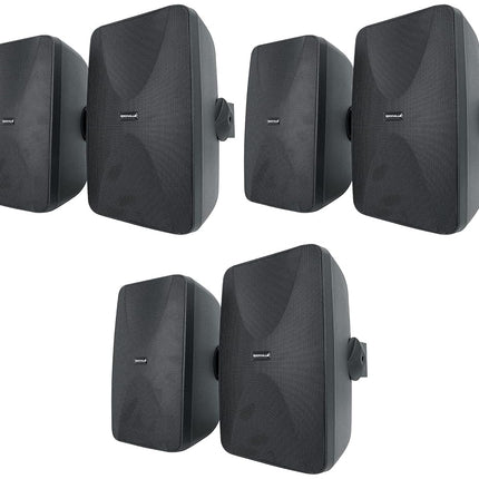 (6) Rockville WET-6525B 6.5" 70V Commercial Indoor/Outdoor Wall Speakers in Black