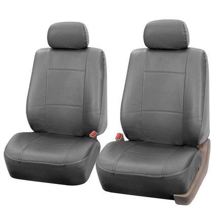 FH Group Automotive Seat Covers Solid Gray Universal Fit Front Set fits most Cars, SUVs, and Trucks (Faux Leather, Set of 2) PU001SOLIDGRAY102
