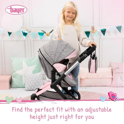 Bayer Baby Dolls Pram XEO, Convertible Doll Pushchair, 46cm Dolls