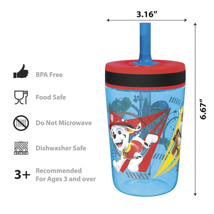 Zak Designs Paw Patrol Kelso Leak-Proof Toddler Straw Cups, 3pc Set