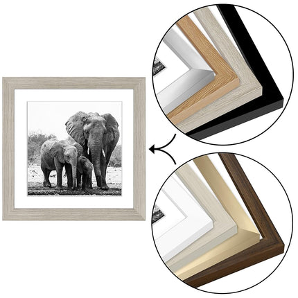 Americanflat 11x11 Picture Frame with Shatter-Resistant Glass - Use as 8x8 Frame with Mat or Display 11x11 Photo Without Mat - Signature Collection - Square Frames for Wall Display - Driftwood