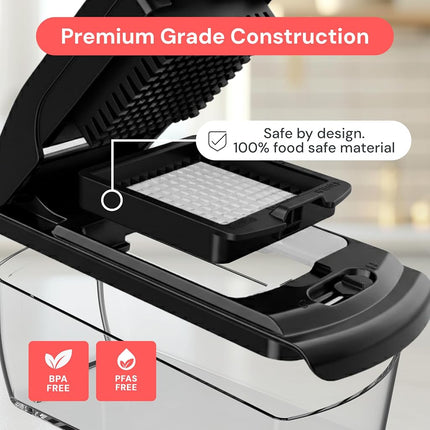 Fullstar Vegetable Chopper & Slicer - Onion & Veggie Chopper with Container - 2 in 1 Kitchen Gadget - Black